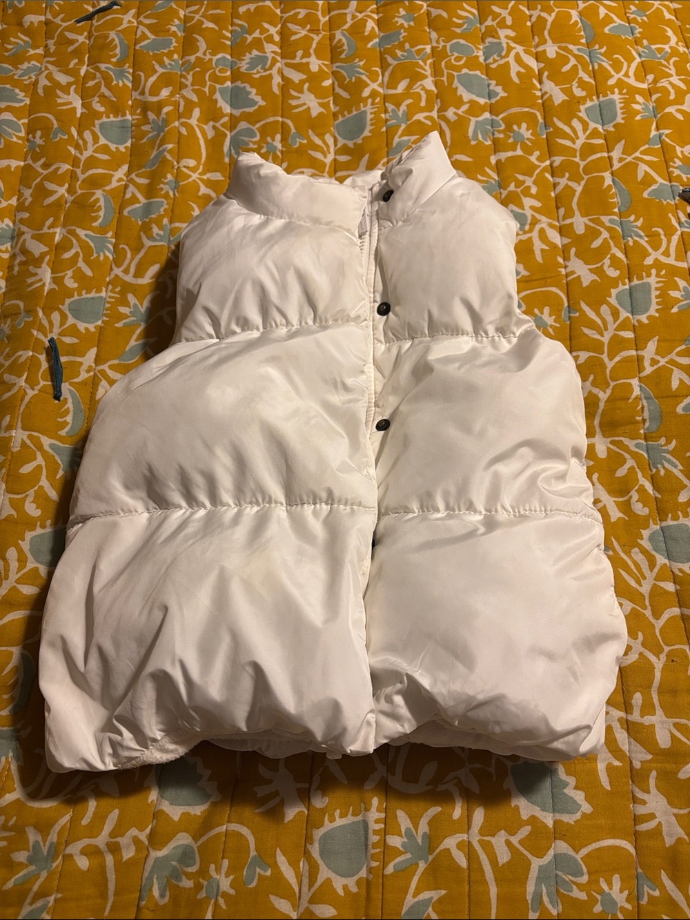 Old Navy Kids White Puffer Vest Girls Winter Retro Fleece Lined